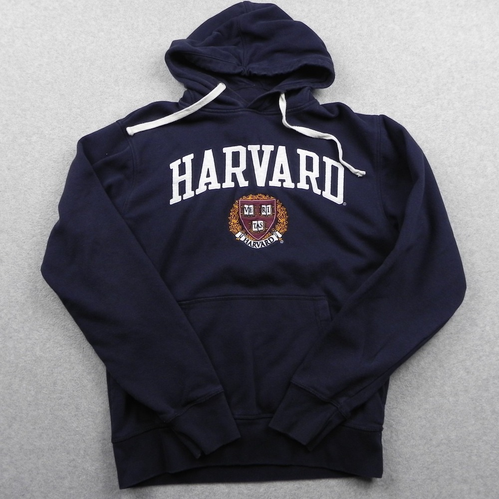 Harvard Hoodie Mens Medium League Pullover Fleece Sweatshirt Blue Long Sleeve